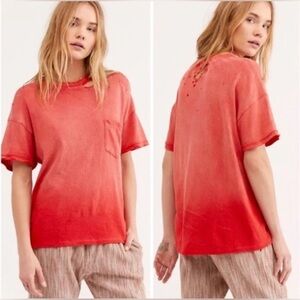Free People WE THE FREE distressed oversized rubi cosmic red tee in  S
